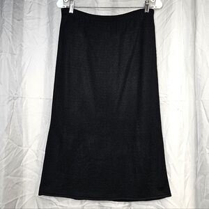 Vintage Black A-line Medium Weight Stretch Jersey Knit Pull On Midi Skirt